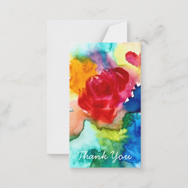 De Correspondance Carte à fleurs d'art rose pavot aquarelle (Devant)