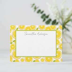De Correspondance Carte à note plat personnalisée Citrus citron