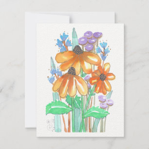De Correspondance Carte à notes plats Fleurs aquarelles-5 (4,25 po x