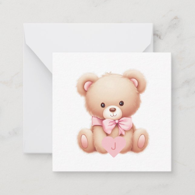 De Correspondance Carte Bear Pink Monogramme (Devant)