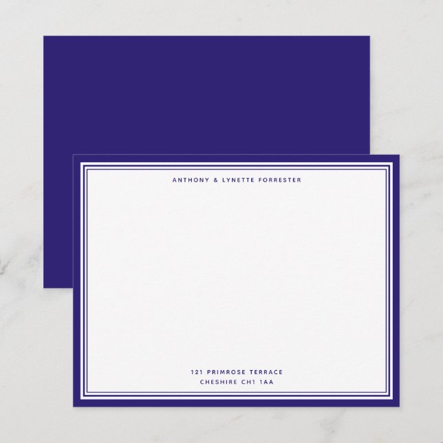 De Correspondance Carte Berry Blue moderne Bordure Nom et adresse (Devant / Derrière)