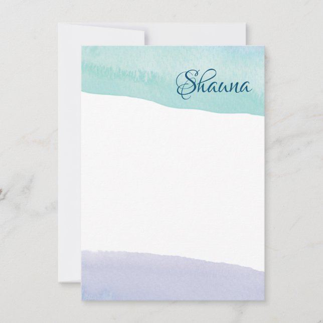 De Correspondance Carte Bleu et Purple Aquarelle (Devant)