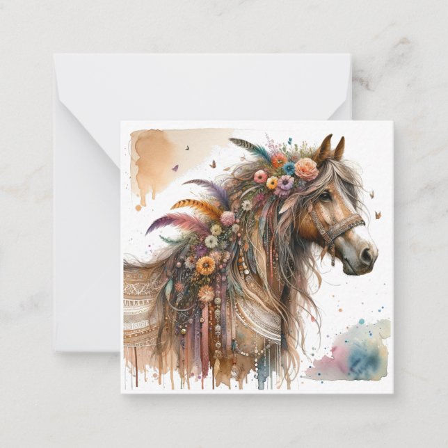 De Correspondance Carte Boho Horloge Aquarelle (Devant)