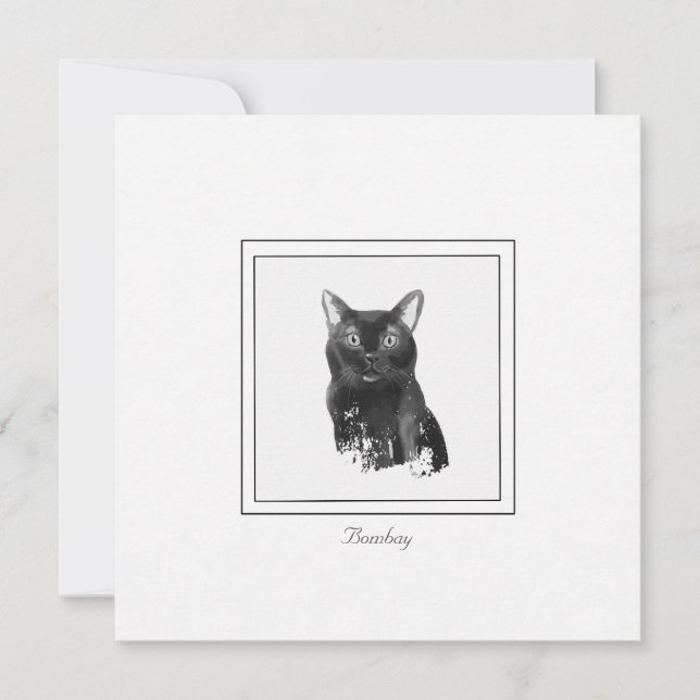 De Correspondance Carte Bombay Cat Elegant Chalk Dessin Note Plat (Devant)