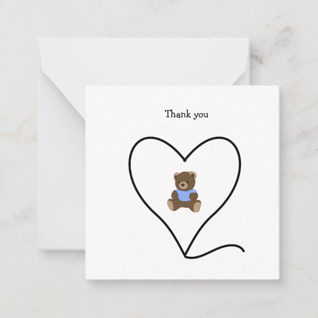 De Correspondance Carte Brown Teddy Bear Mini Thank (Devant)