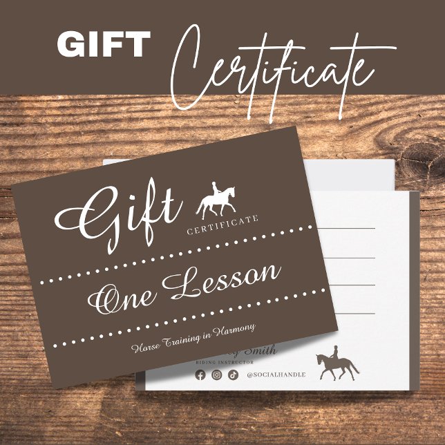 De Correspondance Carte cadeau certificat équitation (Horse Riding Gift Certificate Gift Card)