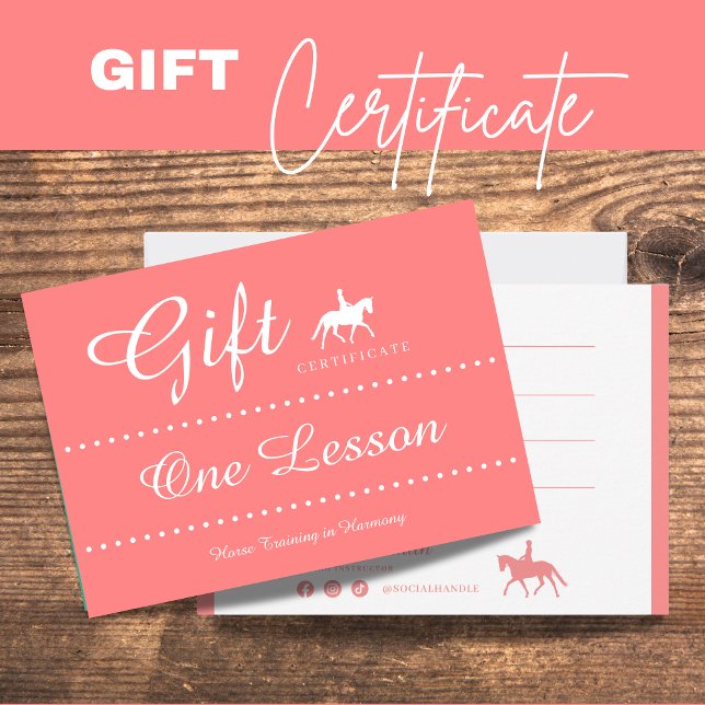 De Correspondance Carte cadeau certificat équitation (Horse Riding Gift Certificate Gift Card)