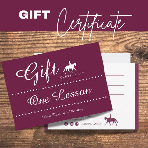 De Correspondance Carte cadeau certificat équitation
