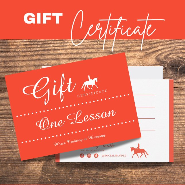 De Correspondance Carte cadeau certificat équitation (Horse Riding Gift Certificate Gift Card)