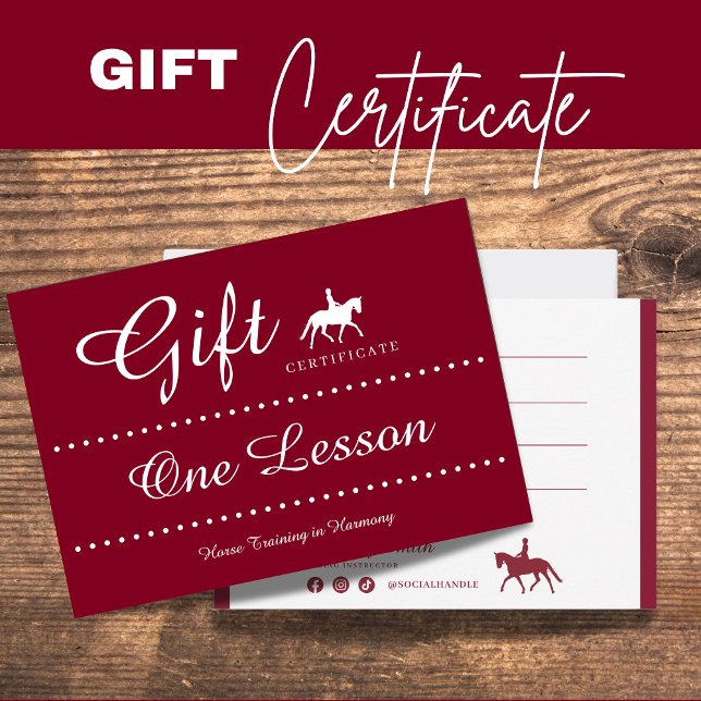 De Correspondance Carte cadeau certificat équitation (Horse Riding Gift Certificate Gift Card)