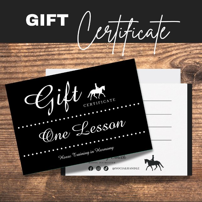 De Correspondance Carte cadeau certificat équitation (Horse Riding Gift Certificate Gift Card)