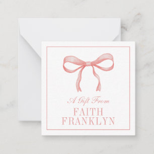 De Correspondance Carte cadeau personnalisée avec nœud aquarelle ros