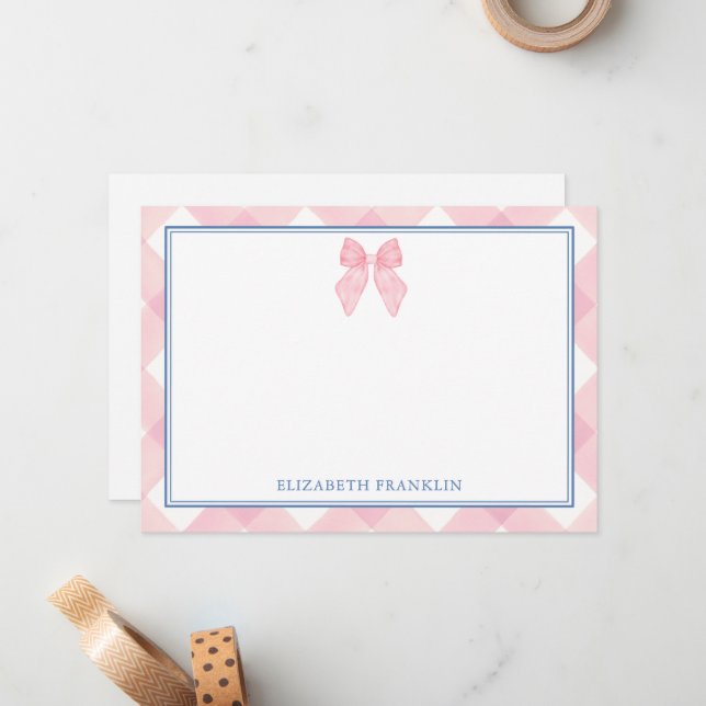 De Correspondance Carte cadeau personnalisée pour fille à carreaux r (Devant/Arrière en situation)
