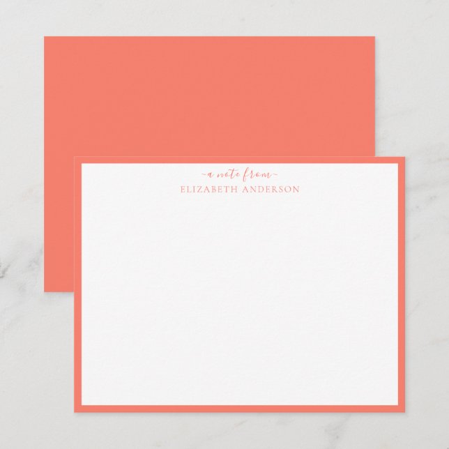 De Correspondance Carte Coral rose classique Bordure (Devant / Derrière)