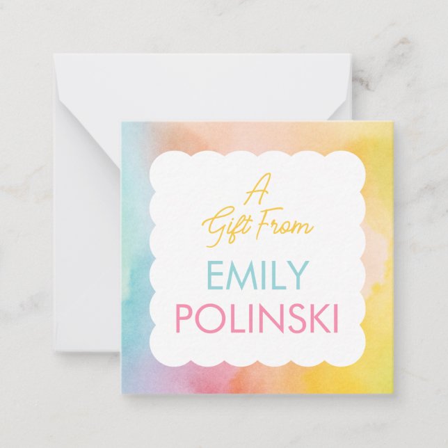 De Correspondance Carte d'accompagnement en aquarelle arc-en-ciel, u (Devant)