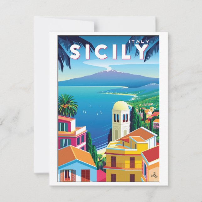 De Correspondance Carte d'affichage vintage Sicile - SICILIA (Devant)