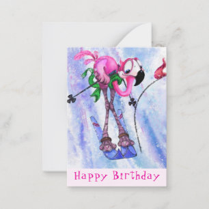 De Correspondance Carte d'anniversaire amusante avec Pink Flamant ro