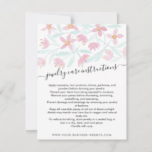 De Correspondance Carte d'entretien pour bijoux en aquarelle rose