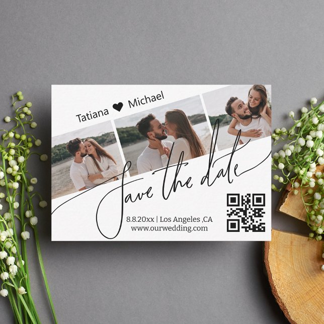 De Correspondance carte d'invitation moderne avec code QR 3 photos p (Créateur téléchargé)