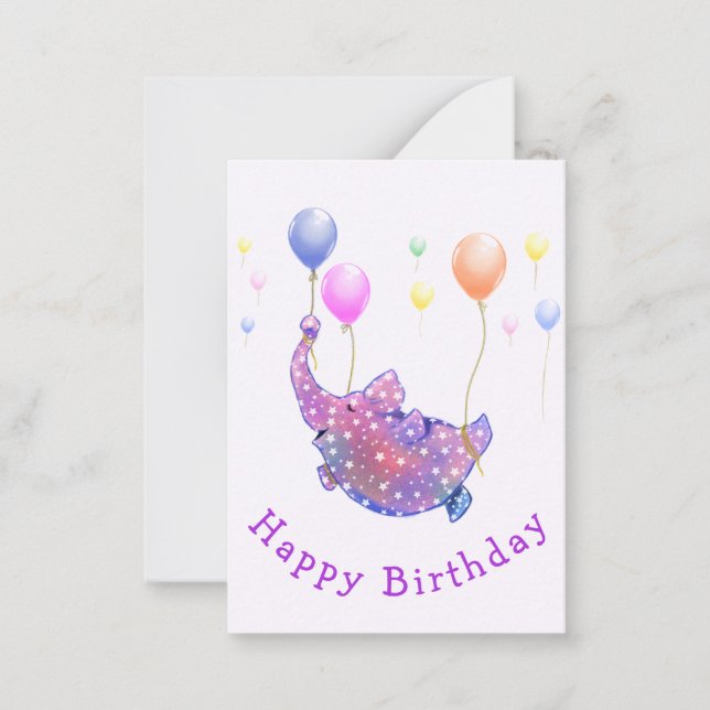De Correspondance Carte drôle d'anniversaire d'éléphant volant (Devant)