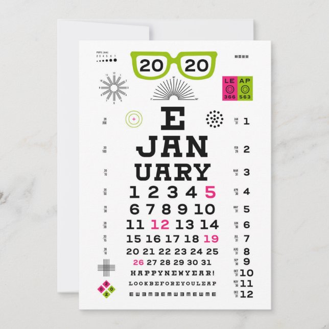 De Correspondance Carte du Nouvel An Eyechart 2020 (Devant)