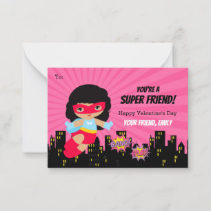 De Correspondance Carte fillette Valentine - Superhero African Ameri