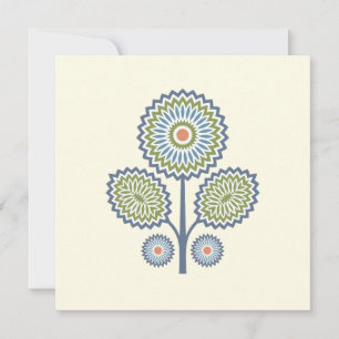 De Correspondance Carte florale moderne du milieu du siècle en bleu