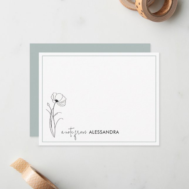 De Correspondance Carte florale personnalisée à main (Devant/Arrière en situation)