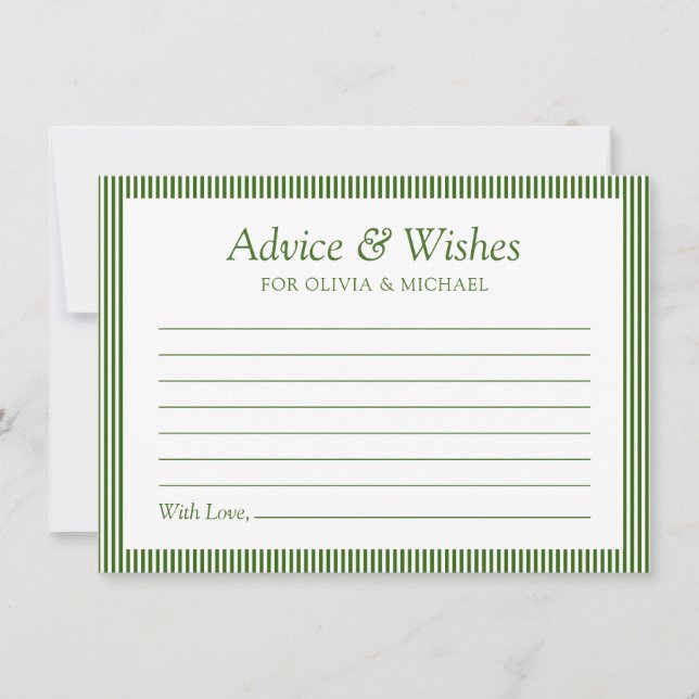 De Correspondance Carte Green Simple Mariage Conseils et Wings (Devant)
