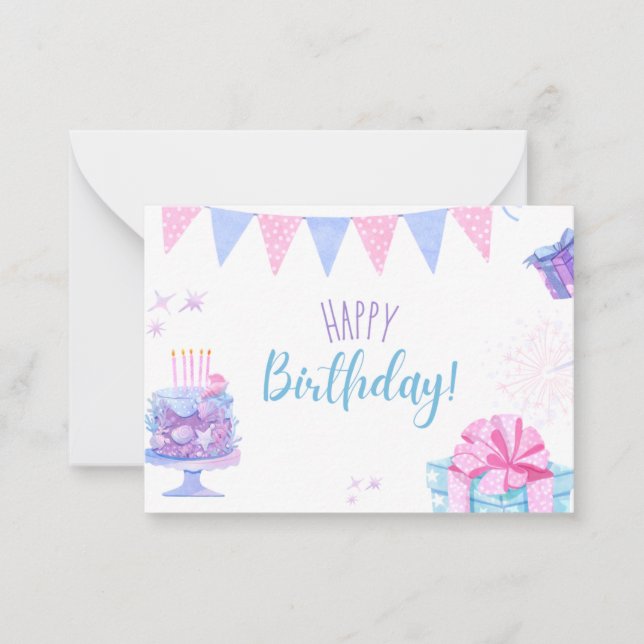 De Correspondance Carte Joyeux Anniversaire avec ballons et gâteau (Devant)