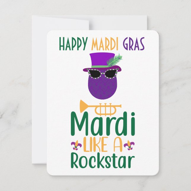 De Correspondance Carte Mardi Gras comme une rockstar (Devant)