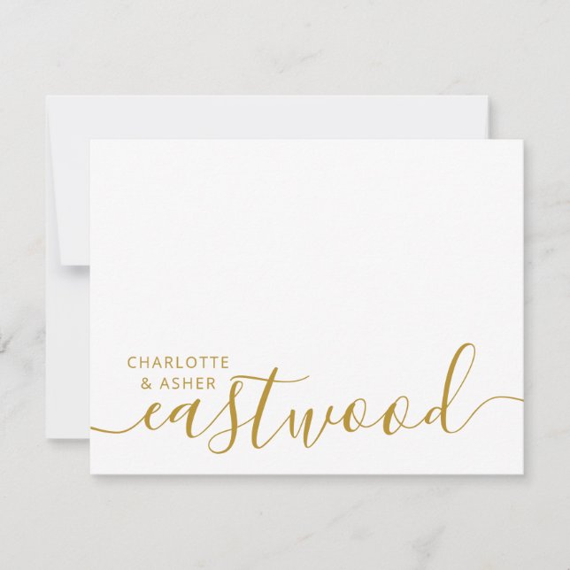 De Correspondance Carte Mariage Gold Monogram Note (Devant)