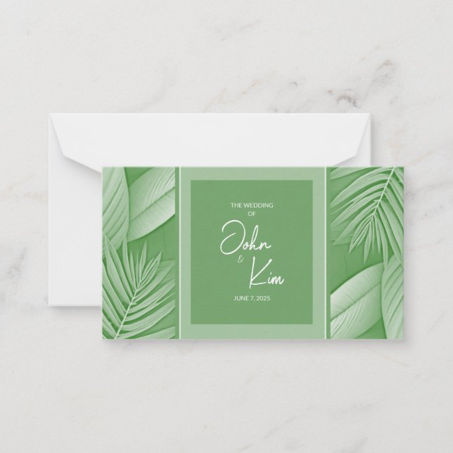 De Correspondance Carte Mariage Tropical Green Theme (Devant)