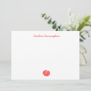 De Correspondance Carte minimaliste rouge Chrysanthemum Flat Note