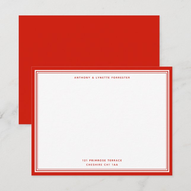 De Correspondance Carte moderne Candy Red Nom et adresse (Devant / Derrière)