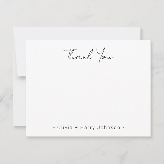 De Correspondance Carte moderne chic Mariage Merci blanc plat (Devant)