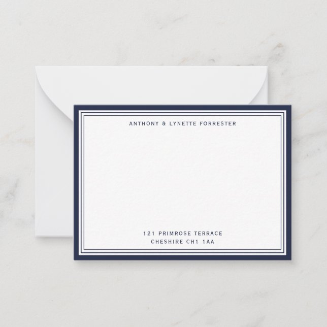 De Correspondance Carte moderne Denim Blue Border Nom et adresse (Devant)