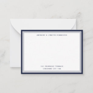 De Correspondance Carte moderne Denim Blue Border Nom et adresse