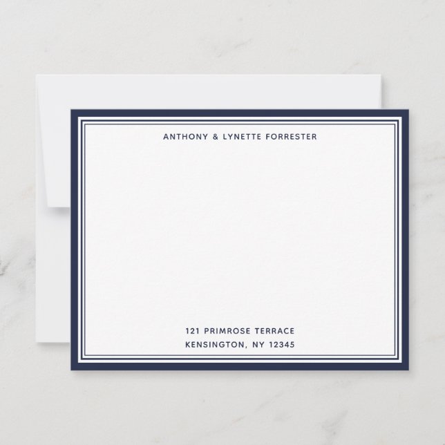 De Correspondance Carte moderne Denim Blue Border Nom et adresse (Devant)