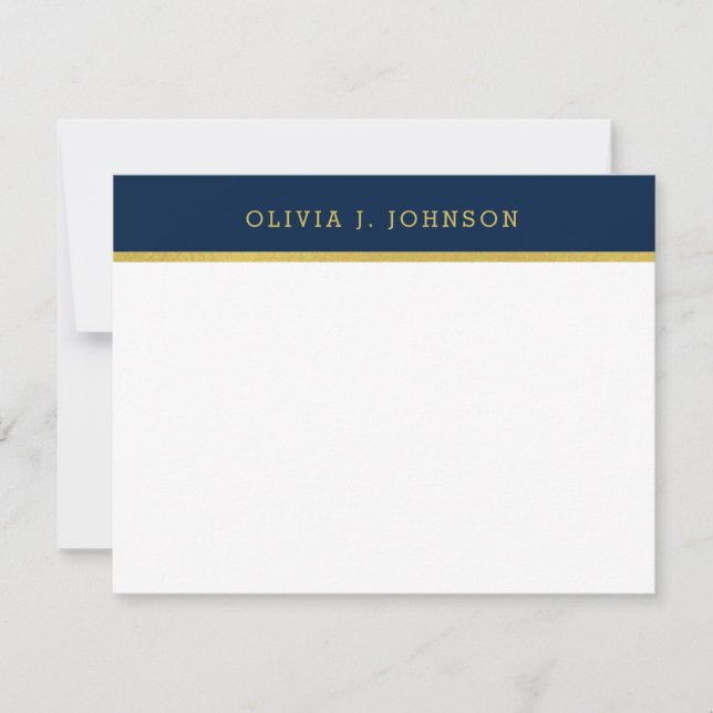 De Correspondance Carte moderne Elegant Marine Gold Flat Note (Devant)