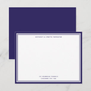 De Correspondance Carte moderne Indigo Blue Border Nom et adresse