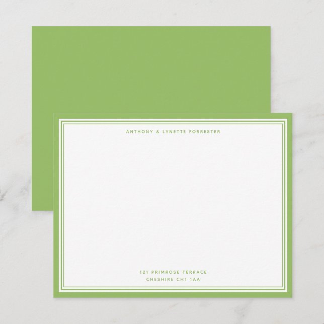 De Correspondance Carte moderne Olive Green Nom et adresse (Devant / Derrière)