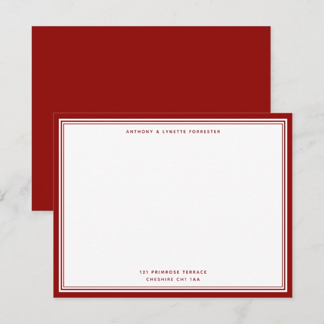 De Correspondance Carte moderne Ruby Rouge Nom et adresse (Devant / Derrière)