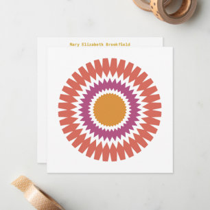 De Correspondance Carte moderne Sunburst Flat Note en rouge et or