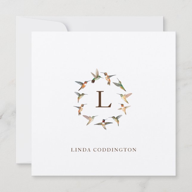 De Correspondance Carte Monogram Humminbird Note (Devant)