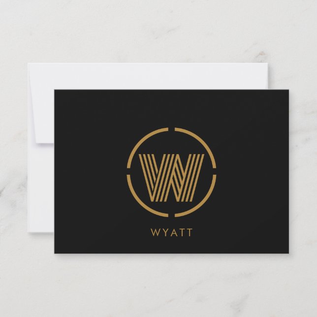 De Correspondance Carte Monogram Logo Or Black Flat Note (Devant)
