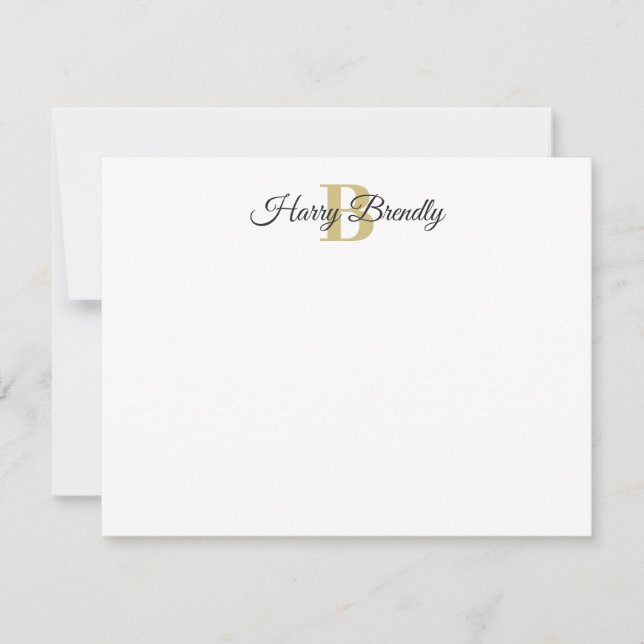 De Correspondance Carte Monogram minimal Élégant à plat élégant (Devant)
