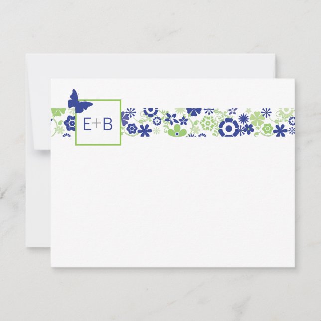 De Correspondance Carte Monogram Navy et Lime Flat Note (Devant)