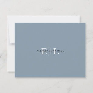 De Correspondance Carte Monogramme Mariage Bleu Chic