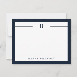 De Correspondance Carte Monogramme moderne Bordure Marine blanche Ap